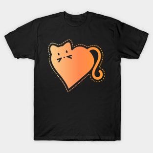 Heart Cat in Orange T-Shirt